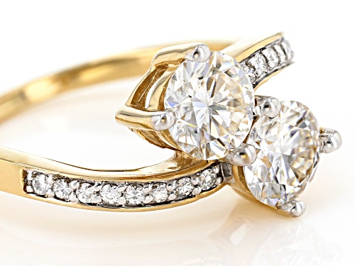 Moissanite Fire® 2.16ctw Dew Round Brilliant 14k Yellow Gold Over Silver Bypass Ring - Size 6