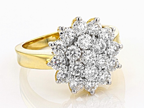 Moissanite Fire® 1.90ctw Dew Round 14k Yellow Gold Over Sterling Silver Ring - Size 11