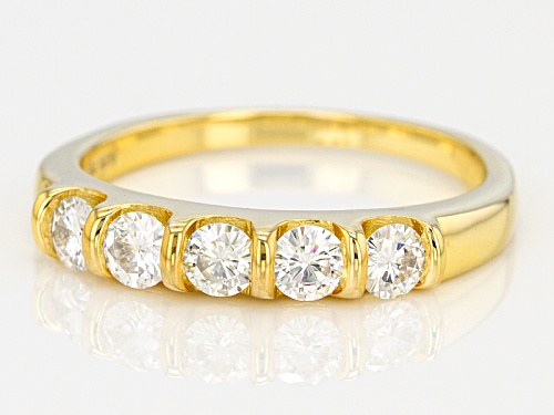 Moissanite Fire® .80ctw Dew Round 14k Yellow Gold Over Silver Ring - Size 10