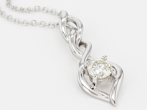 Moissanite Fire® .80ct Diamond Equivalent Weight Round Platineve™ Pendant With Chain