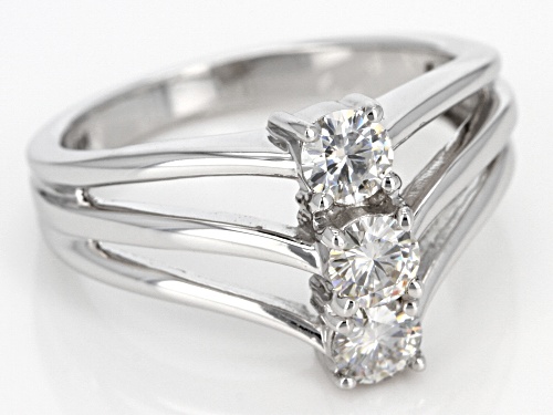 Moissanite Fire® .69ctw Diamond Equivalent Weight Round Platineve™ Ring - Size 6