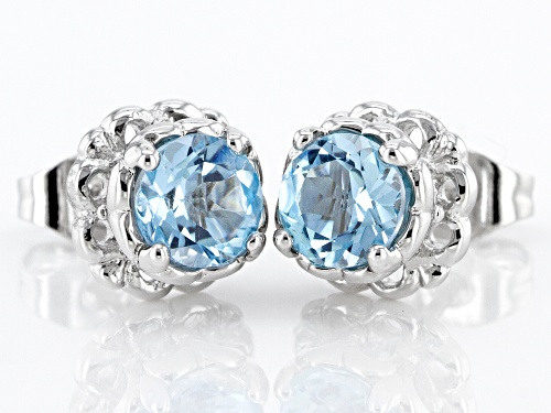 1.87ctw Round Glacier Topaz™ Stainless Steel Earrings.