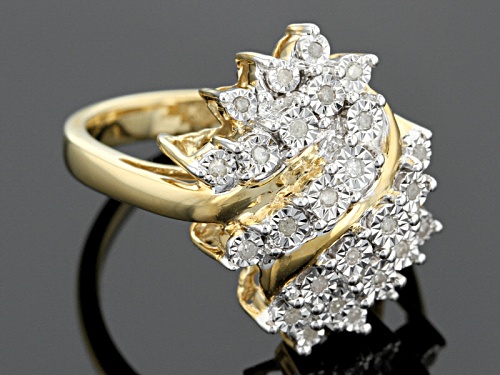 Monture Diamond™ Engild™ .15ctw Round White Diamond 14k Yellow Gold Over Silver Cluster Ring - Size 7