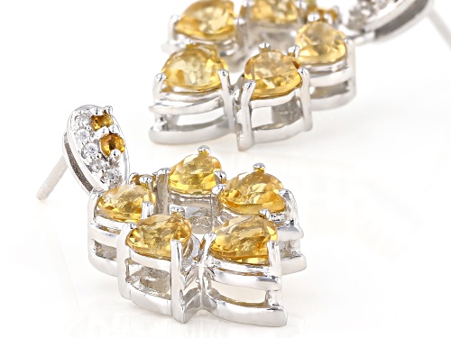 2.65ctw Heart Shaped With 0.10ctw Round Citrine And 0.04ctw Zircon Rhodium Over Silver Earrings