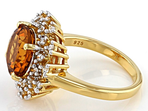 2.98ct Round Madeira Citrine with .41ctw Zircon 18k Gold Over Sterling Silver Halo Ring - Size 8