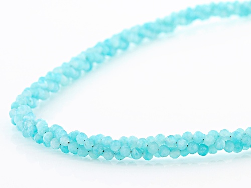 3mm round amazonite rhodium over sterling silver twisted necklace - Size 20