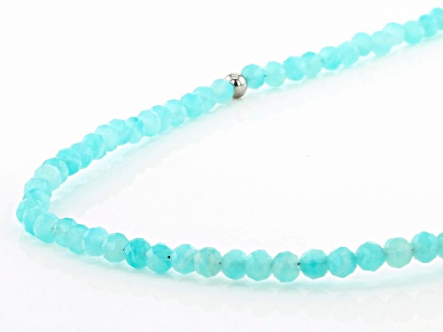 3mm Round and Free-form Amazonite Rhodium Over Sterling Silver Endless Beaded Necklace - Size 28