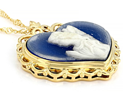 24x19mm Cameo Agate 18K Yellow Gold Over Sterling Silver Pendant With Chain