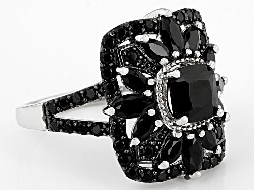 2.15CTW MIXED SHAPES BLACK SPINEL RHODIUM OVER STERLING SILVER RING - Size 8