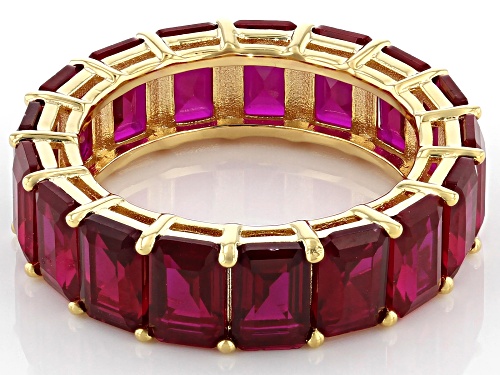 10.80ctw Rectangular Octagonal Lab Created Ruby 18k Yellow Gold Over Sterling Silver Ring - Size 8