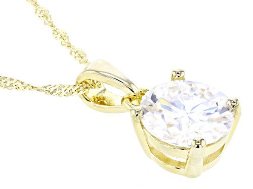 MOISSANITE FIRE(R) 5.37CT DEW ROUND 14K YELLOW GOLD OVER SILVER PENDANT & 18 INCH SINGAPORE CHAIN