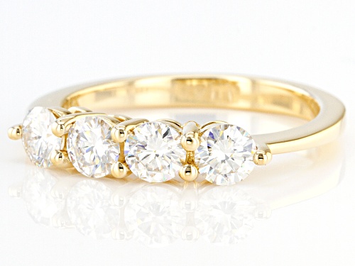 MOISSANITE FIRE(R) .92CTW DEW ROUND 14K YELLOW GOLD BAND RING - Size 8