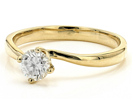 MOISSANITE FIRE(R) .50CT DEW ROUND 10K YELLOW GOLD RING - Size 6.5