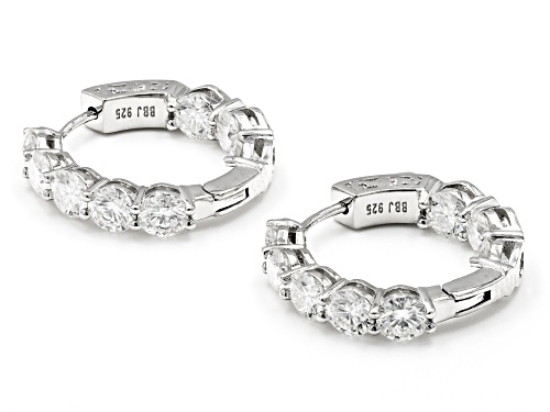 MOISSANITE FIRE(R) 5.28CTW DEW ROUND PLATINEVE(R) INSIDE OUT HOOP EARRINGS