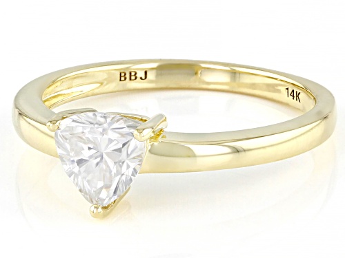 MOISSANITE FIRE(R) .70CT DEW TRILLION CUT 14K YELLOW GOLD RING - Size 5