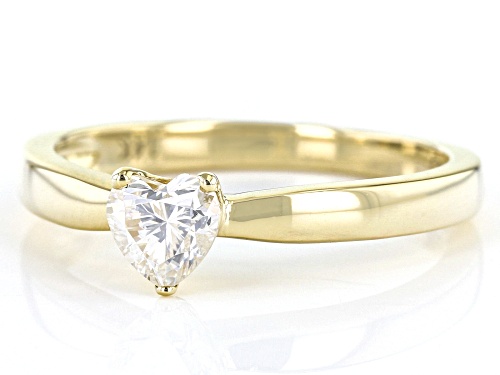 MOISSANITE FIRE(R) .50CT DEW HEART SHAPE 14K YELLOW GOLD RING - Size 9