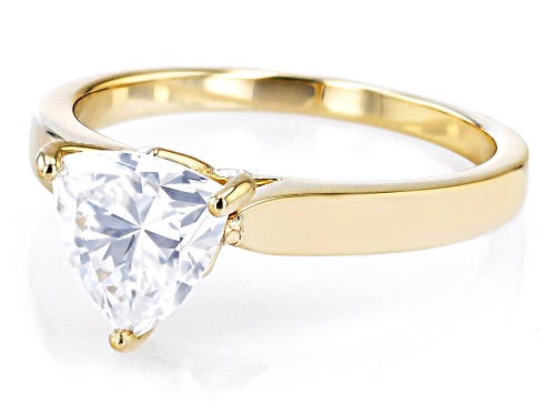 MOISSANITE FIRE(R) 1.60CT DEW TRILLION CUT 14K YELLOW GOLD RING - Size 7