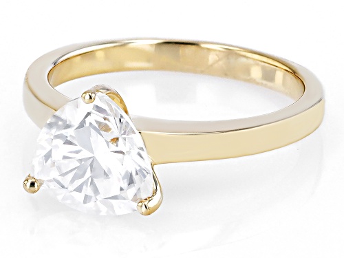 MOISSANITE FIRE(R) 2.40CT DEW TRILLION CUT 14K YELLOW GOLD RING - Size 7