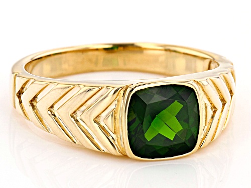 1.92ct Cushion Chrome Diopside 10k Yellow Gold Men's Ring - Size 11