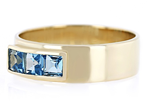 1.06ctw Square Swiss Blue Topaz 10k Yellow Gold Men's Ring - Size 11