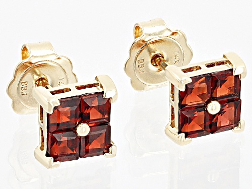 1.40ctw Garnet 14k Yellow Gold Men's Stud Earrings