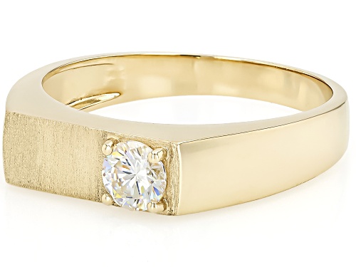 0.70ct Round Strontium Titanate 10k Yellow Gold Unisex Ring - Size 11