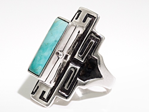 Aztec Style™ Alicia Turquoise Sterling Silver Message Box Ring - Size 5