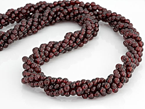 270.00ctw 4mm Round Red Garnet Bead Sterling Silver 5-Strand Torsade Necklace - Size 20
