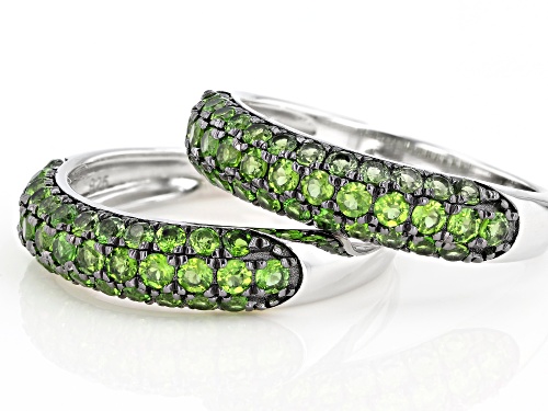 2.11ctw Round Chrome Diopside Rhodium Over Sterling Silver Set of 2 Pave Band Rings - Size 9
