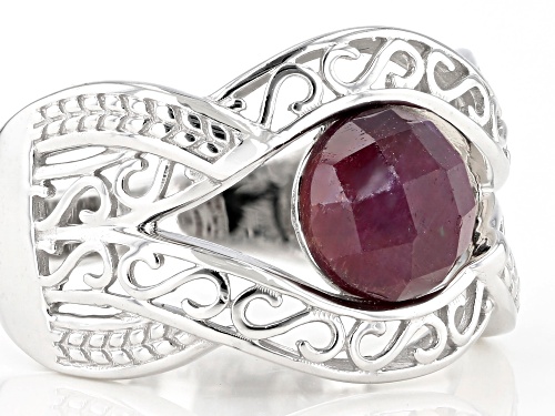 2.04ct Round Indian Ruby Rhodium Over Sterling Silver Solitaire Ring - Size 7