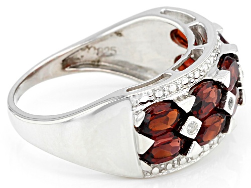 2.22ctw oval red garnet with .02ctw round white topaz rhodium over sterling silver band ring - Size 8