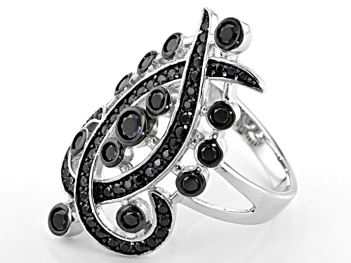 1.22ctw round black spinel rhodium over sterling silver ring - Size 7