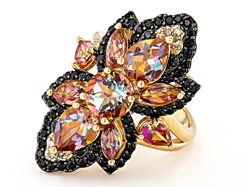 5.29ctw Northern Lights™ Quartz And Multi-Gems 18k Gold Over Silver Ring - Size 7