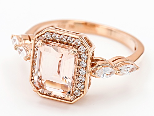 1.92ctw Morganite With 0.49ctw Zircon 18K Rose Gold Over Silver Ring - Size 9