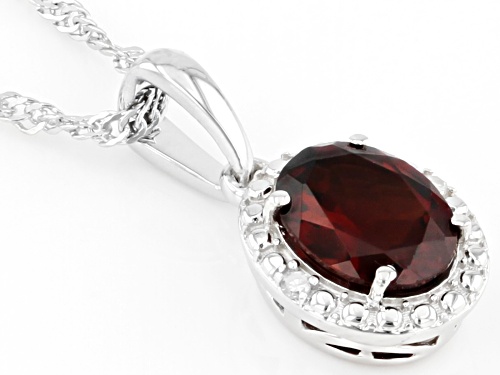 1.89ctw Vermelho Garnet™ And 0.01ctw White Diamond Rhodium Over Sterling Silver Pendant With Chain