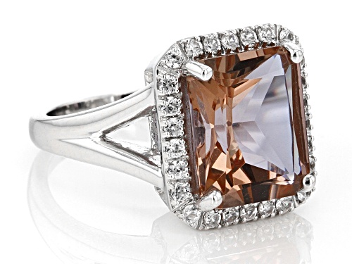 4.68ct Color-Change Zandrite® And 0.49ctw White Zircon Rhodium Over Sterling Silver Ring - Size 8