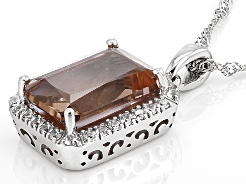 5.70ct Color-Change Zandrite® And 0.52ctw White Zircon Rhodium Over Silver Pendant With Chain
