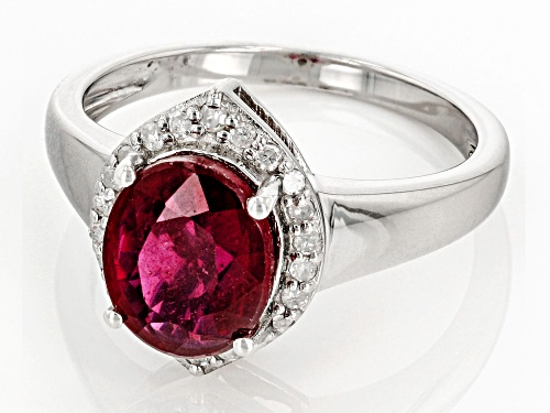 3.50ct Mahaleo(R) Ruby And 0.16ctw White Diamond Rhodium Over Silver Ring - Size 8