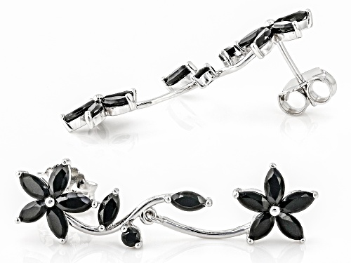 3.37ctw Marquise Black Spinel Rhodium Over Sterling Silver Earrings