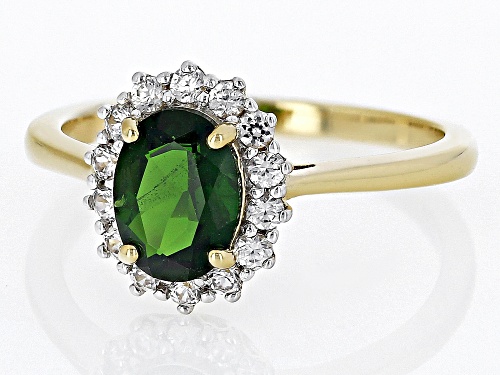 1.19ct Chrome Diopside And 0.41ctw White Zircon 18k Yellow Gold Over Sterling Silver Ring - Size 9
