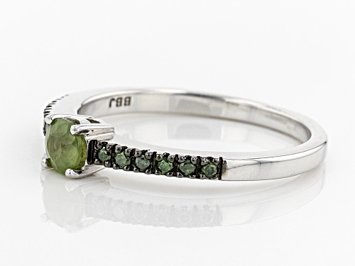 .25ct Round Demantoid Garnet With .09ctw Round Green Diamond Accent Sterling Silver Ring - Size 8