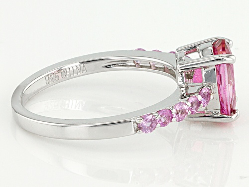 1.62ct Oval Pink Danburite With .37ctw Round Pink Sapphire Sterling Silver Ring - Size 12