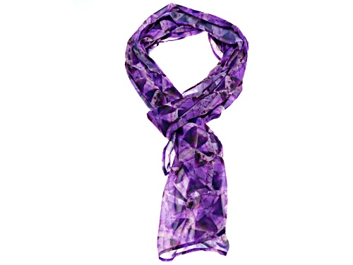 Amethyst Gemstone Print Chiffon Scarf Measures Approximately 18 Inches By 67 Inches