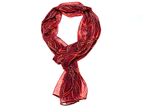 Agate Gemstone Print Chiffon Scarf Measures Approximately 18 Inches By 67 Inches