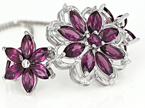 12.06ctw magenta rhodolite with .27ctw white zircon rhodium over silver bolo bracelet