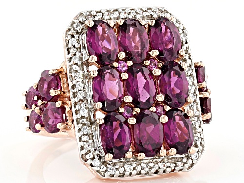 5.48ctw Raspberry Color Rhodolite With .13ctw Zircon 18k Rose Gold Over Sterling Silver Ring - Size 9