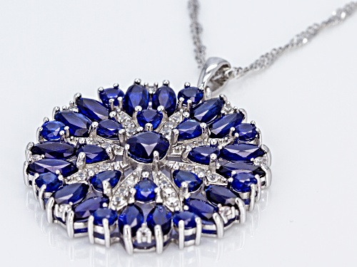8.21ctw Mixed Kyanite with .63ctw White Zircon Rhodium Over Sterling Silver Pendant with Chain