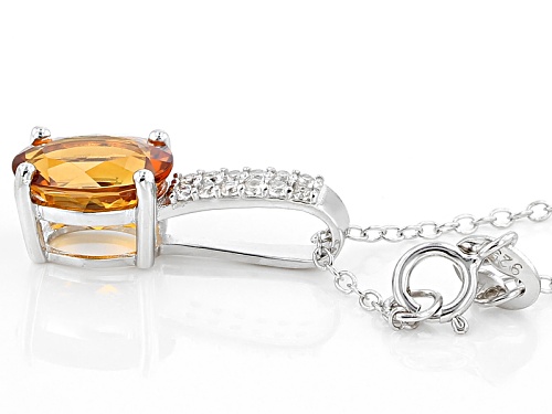 1.33ct Oval Madeira Citrine And .11ctw Round White Zircon Sterling Silver Pendant With Chain