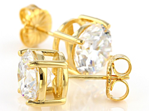 7.34ctw Strontium Titanate 18K Yellow Gold Over Sterling Silver Stud Earrings