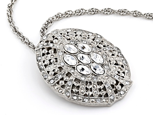 1928 Jewelry® Oval White Crystal Silver-Tone Necklace - Size 16